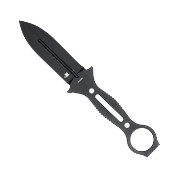 CobraTec Ringed Claymore, black, not serrated outdoor kés (CTRCLMDAGNSBLK)