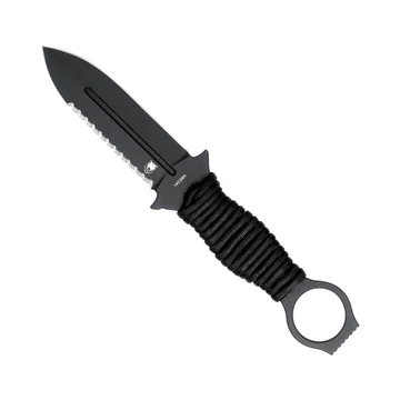 CobraTec Ringed Claymore, black, serrated outdoor kés (CTRCLMDAG1SSBLK)